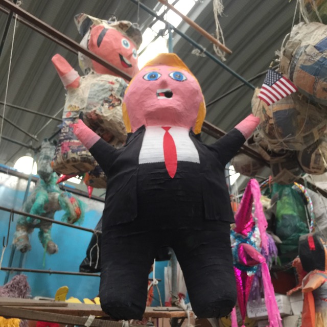 A piñata of Donald Trump in the market